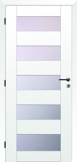 SOLODOOR Interiérové rámové dveře, model TÜREN 40 prosklené, šířka 600 mm, levé provedení, povrch folie bílá, oblé hrany, sklo SATINATO