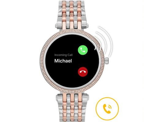 Inteligentné hodinky Michael Kors MKT5129 Darci Gen 5E SmartWatch digitálne zobrazenie času certifikácia vodeodolnosť 5 ATM notifikácia z telefónu zdvíhanie hovorov meranie tepu krokomer sledovanie fyzickej aktivity Android iOS dlhá výdrž batérie smartwatch Wear OS Google Fit AMOLED displej Gorilla Glass monitoring spánku prehľad športových aktivít nastaviteľný vzhľad ciferníku GPS wifi Bluetooth akcelerometer gyroskop