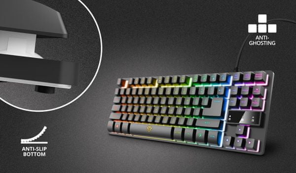 Herní mechanická klávesnice Trust Thado CZ SK anti-ghosting, full-key rollover, LED podsvícení, ergonomická