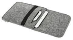 Atmoog AM-UNI-01 - Univerzální filcové pouzdro pro všechny čtečky knih - šedé s kapsou, zavírání na pásek
