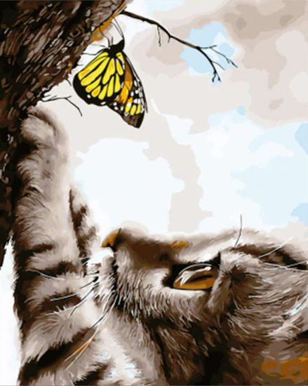 Gaira® Malování podle čísel Kočička a motýlek M992684