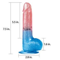 Lovetoy Lovetoy Dazzle Studs 7.5" (19 cm), rovné dvoubarevné dildo s přísavkou