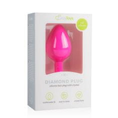 Easytoys Anální kolík s diamantem EasyToys Diamond Plug Medium střední růžový