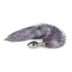 Easytoys Šedý liščí ocásek EasyToys Fox Tail Plug no.6 stříbrný anální kolík