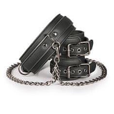 Easytoys EasyToys Leather Collar With Handcuffs kožený set obojek a pouta