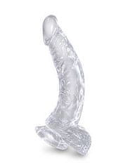 King Cock Čiré zahnuté dildo s koulema Pipedream King Cock Clear 7.5" (19 cm)