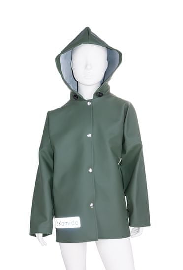 3Kamido Dětská bunda do deště, tmavozelený, nepromokavá a větruodolná, vhodná pro dětské brodící kalhoty 86 - 158 EU