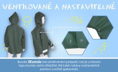 3Kamido Dětská bunda do deště, tmavomodrý, nepromokavá a větruodolná, vhodná pro dětské brodící kalhoty 86 - 158 EU, 98