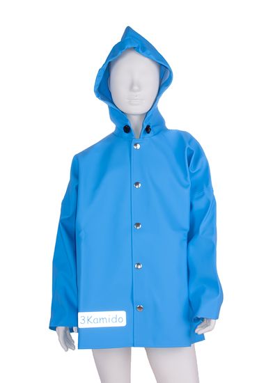 3Kamido Dětská bunda do deště světle modrá, nepromokavá a větruodolná, vhodná pro dětské brodící kalhoty 86 - 158 EU