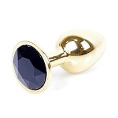 Boss Series Boss Series Jewellery Gold Plug BLACK - zlatý anální kolík s drahokamem 7 x 2,7 cm