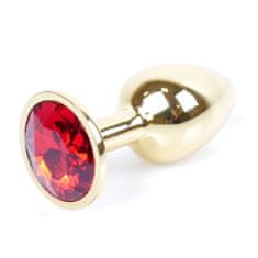 Boss Series Boss Series Jewellery Gold Plug RED - zlatý anální kolík s drahokamem 7 x 2,7 cm