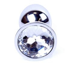 Boss Series Boss Series Jewellery Silver Plug CLEAR - stříbrný anální kolík s drahokamem 7 x 2,7 cm