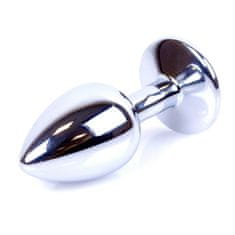 Boss Series Boss Series Jewellery Silver Plug ROSE - stříbrný anální kolík s drahokamem 7 x 2,7 cm