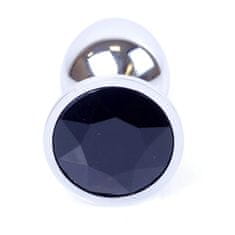 Boss Series Boss Series Jewellery Silver Plug BLACK - stříbrný anální kolík s drahokamem 7 x 2,7 cm