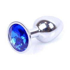Boss Series Boss Series Jewellery Silver Plug DARK BLUE - stříbrný anální kolík s drahokamem 7 x 2,7 cm