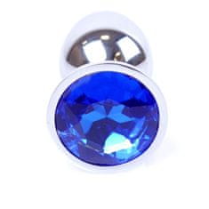 Boss Series Boss Series Jewellery Silver Plug DARK BLUE - stříbrný anální kolík s drahokamem 7 x 2,7 cm