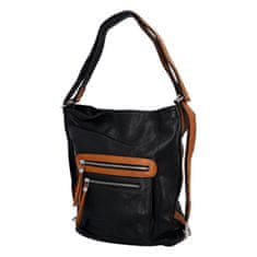 Romina & Co. Bags Dámská praktická koženková kabelka/batoh Frankie, černá