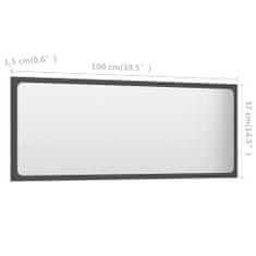 Vidaxl Koupelnové zrcadlo šedé 100 x 1,5 x 37 cm dřevotříska