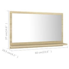 shumee Koupelnové zrcadlo dub sonoma 60 x 10,5 x 37 cm dřevotříska