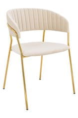 Béžová velurová židle MARGO se zlatým podstavcem