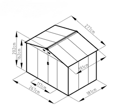 IWHOME Zahradní domek ARES C 5,29 m² antracit + podlahová konstrukce ARES C IWH-10230003 + IWH-10240003