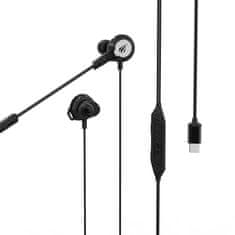 Havit GE05 herní sluchátka do uší USB-C, černé