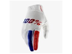 100% rukavice RIDEFIT, 100% - USA (bílá/modrá/červená, vel. S) (Velikost: L) 10014-415