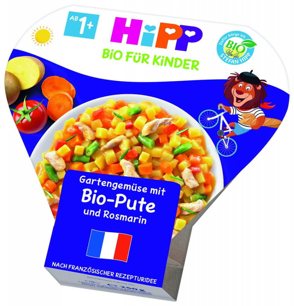 HiPP BIO Zelenina ze zahrádky s krůtím masem a rozmarýnem od 1 roku, 6 x 250 g