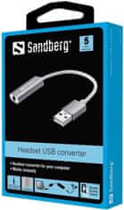 Headset USB converter, adaptér 3,5mm jack na USB, bílá/stříbrná