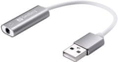 Headset USB converter, adaptér 3,5mm jack na USB, bílá/stříbrná
