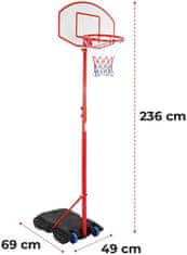 shumee Basketbalový koš s kolečky, nastavitelný 113 - 236 cm