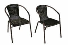 Greatstore Bistro stolek se skleněnou deskou a 2 židle z polyratanu Garth