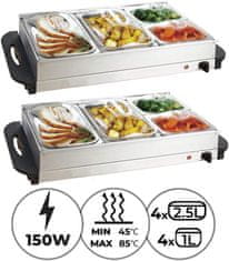 Greatstore Multifunkční bufetový ohřívač jídel, sada 2 kusů, 150 W