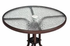 Greatstore Bistro stolek se skleněnou deskou a 2 židle z polyratanu Garth