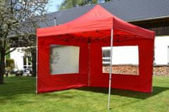 Greatstore Zahradní párty stan nůžkový PROFI 3x3 m červený + 2 boční stěny