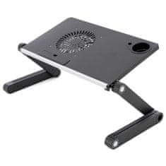 Greatstore Notebookový stolek s USB větrákem - stříbrnočerný