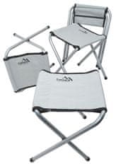 Greatstore Set kemping DOUBLE šedý, 4 židličky