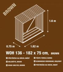 shumee Přístřešek na dřevo G21 WOH 136 - 182 x 75 cm, hnědý