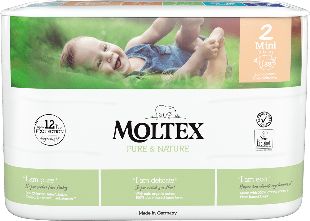 Levně MOLTEX Plenky Pure & Nature Mini 3-6 kg - ekonomické balení (4 x 38 ks)