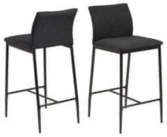 Design Scandinavia Barové židle Demina (SET 2ks), tkanina, šedá