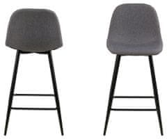 Design Scandinavia Barové židle Wilma (SET 2ks), tkanina, světle šedá