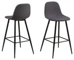 Design Scandinavia Barové židle Wilma (SET 2ks), tkanina, šedá