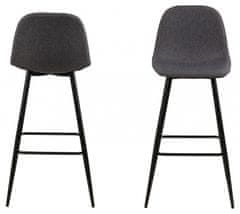 Design Scandinavia Barové židle Wilma (SET 2ks), tkanina, šedá