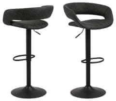 Design Scandinavia Barové židle Grace II. (SET 2ks), tkanina, antracitová