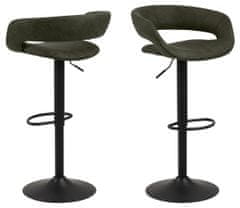 Design Scandinavia Barové židle Grace (SET 2ks), tkanina, olivová