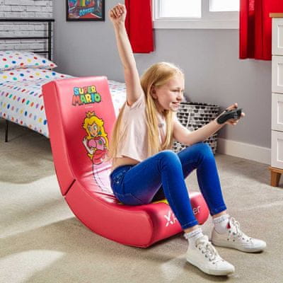 herná stolička s peach Nintendo super mario sklopná skladacia pohodlná mäkké polstrovanie vhodná ako ležadlo k TV ľahké čistenie vďaka poťahu z koženky