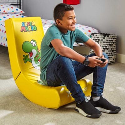 herní židle s yoshi Nintendo super mario sklopná skládací pohodlná měkké polstrování vhodná jako lehátko k TV snadné čištění díky potahu z koženky