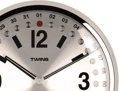 Twins Nástěnné hodiny Twins 14 silver 32cm
