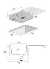 Concept Granitový dřez s odkapem DG10C45bc Cubis ČERNÝ
