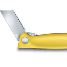 Victorinox Skládací svačinový nůž Swiss Classic, žlutý, vlnkované ostří